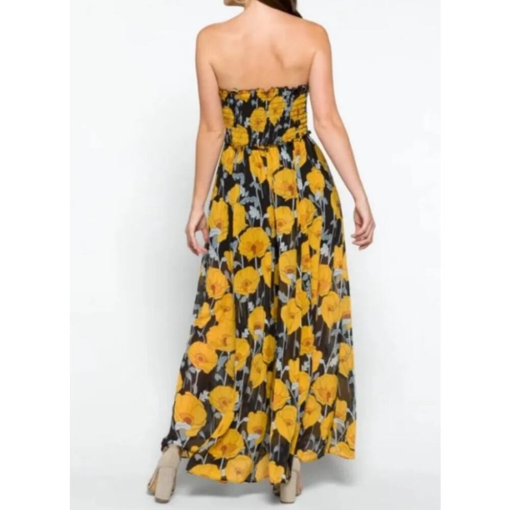 Free People Sophia Floral Print Jumpsuit Smocked Sleeveless Wide Leg Size XSmall - Picture 2 of 15